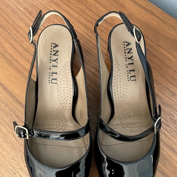 Anyi Lu ‘Gigi’ Patent Mary Jane Slingback Pump Black - Picture 3 of 8